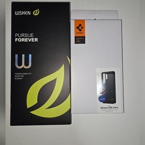 Spigen Black Samsung Galaxy S25 Ultra Case & WSKEN Screen Protector
